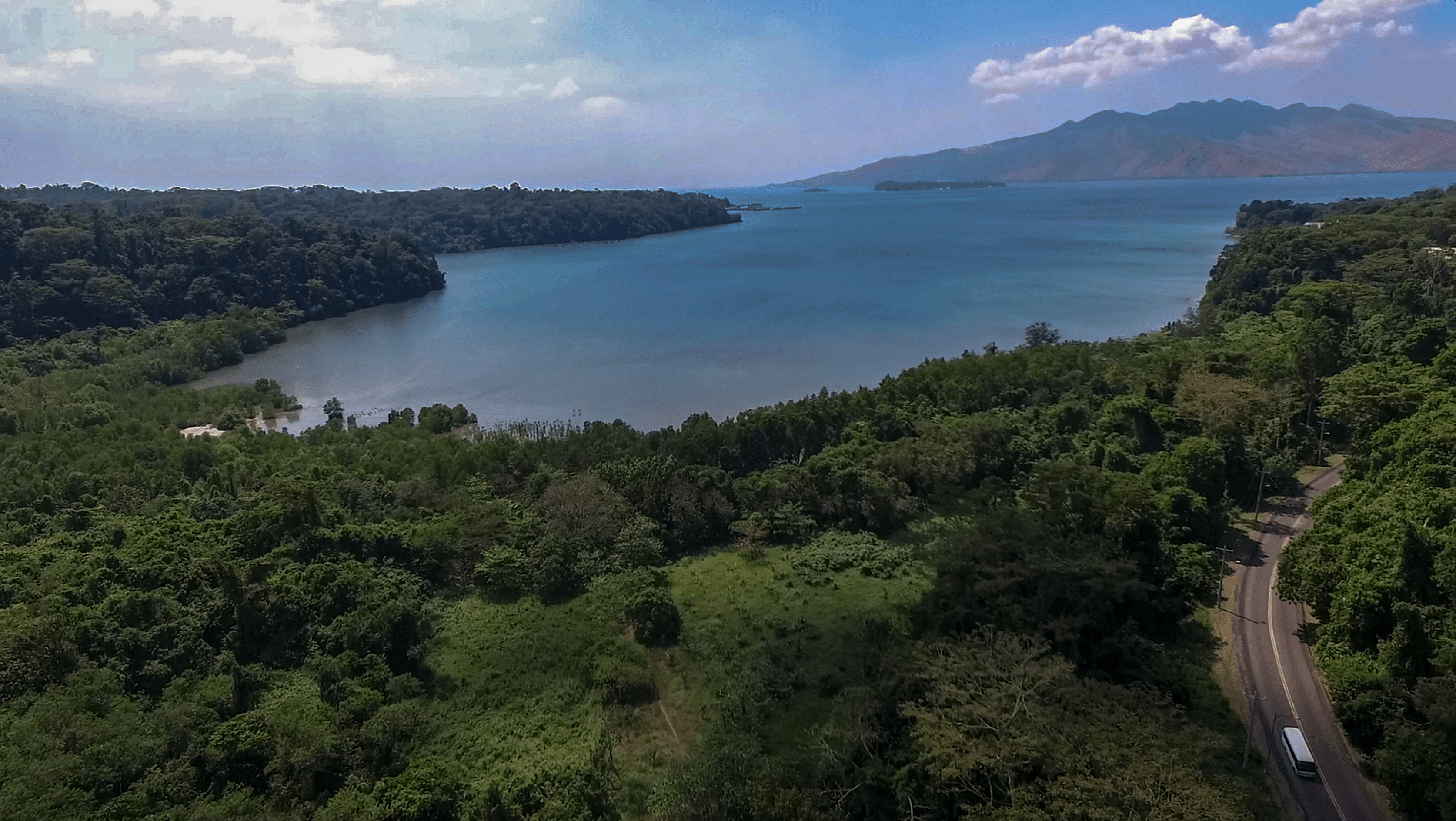aerial view and drone picture of triboa bay mangrove park and subic bay zambales philippines